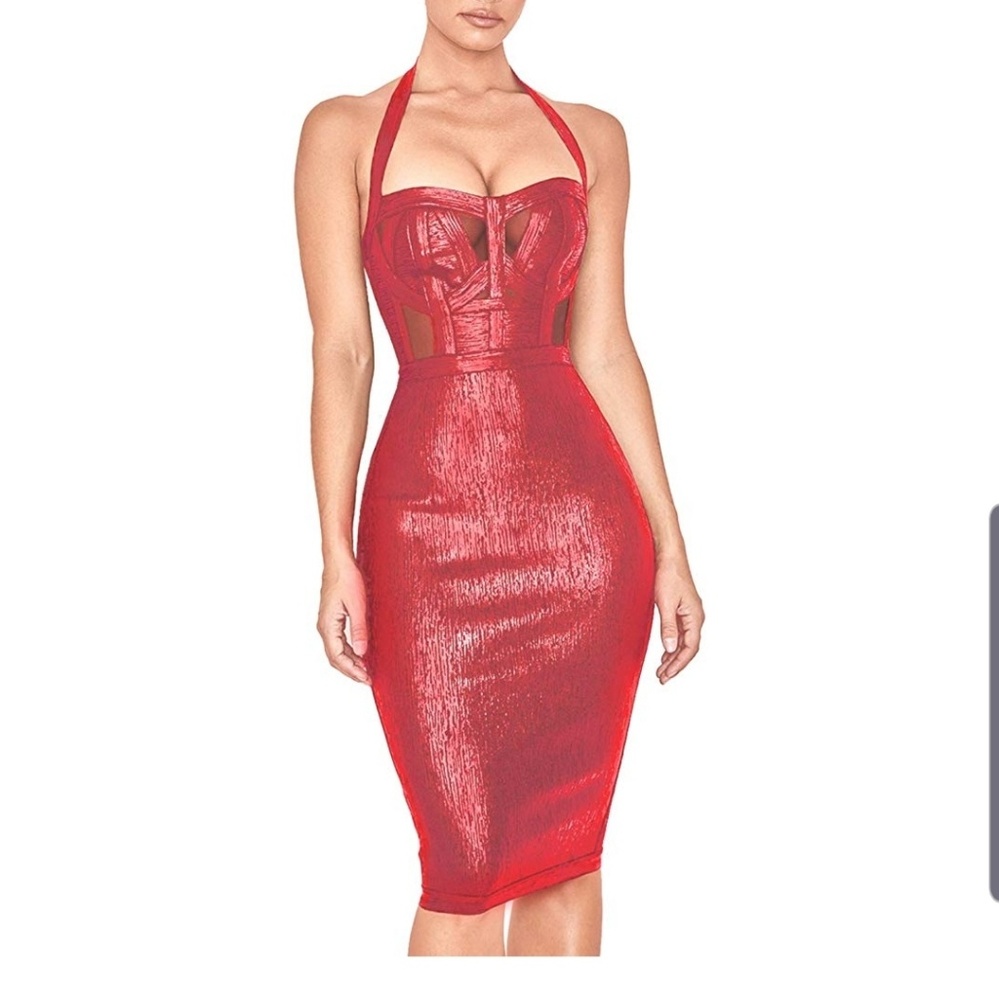 Metallic bandage bodycon dress S, M, L, XL